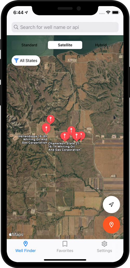 Petrix Maps Oilfield Search Results Markers