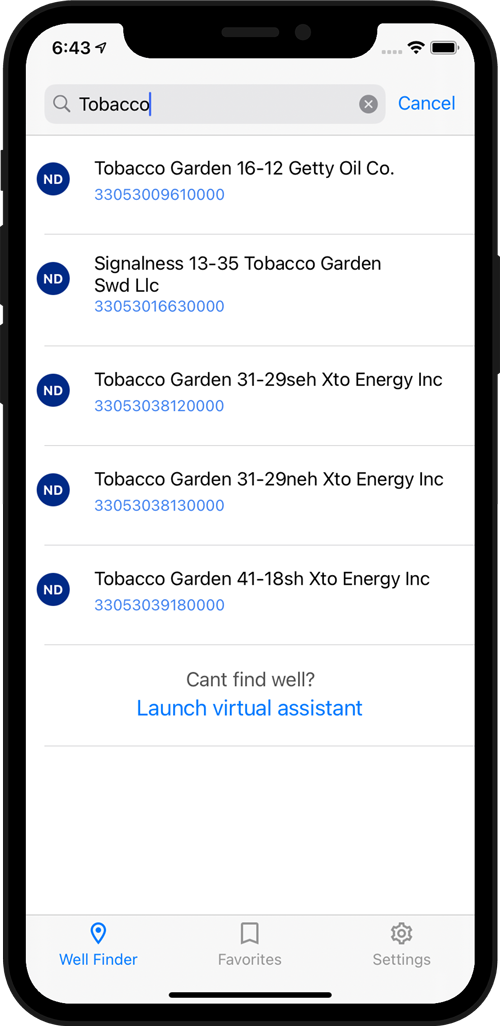 Petrix Maps Oilfield Search Suggestions