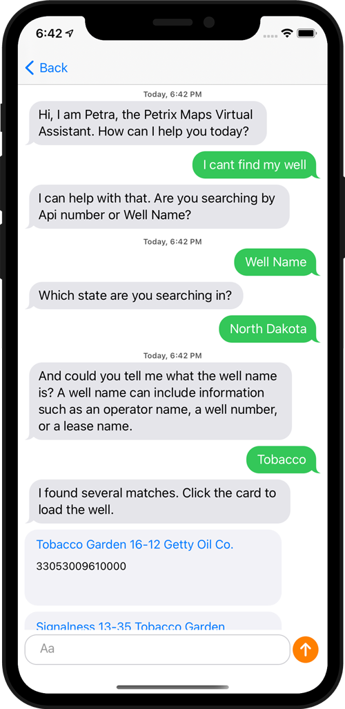 Petrix Maps Virtual Assistant Oilfield Search